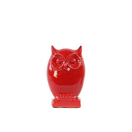 Gloss Red Urban Trends Ceramic Owl Figurine 